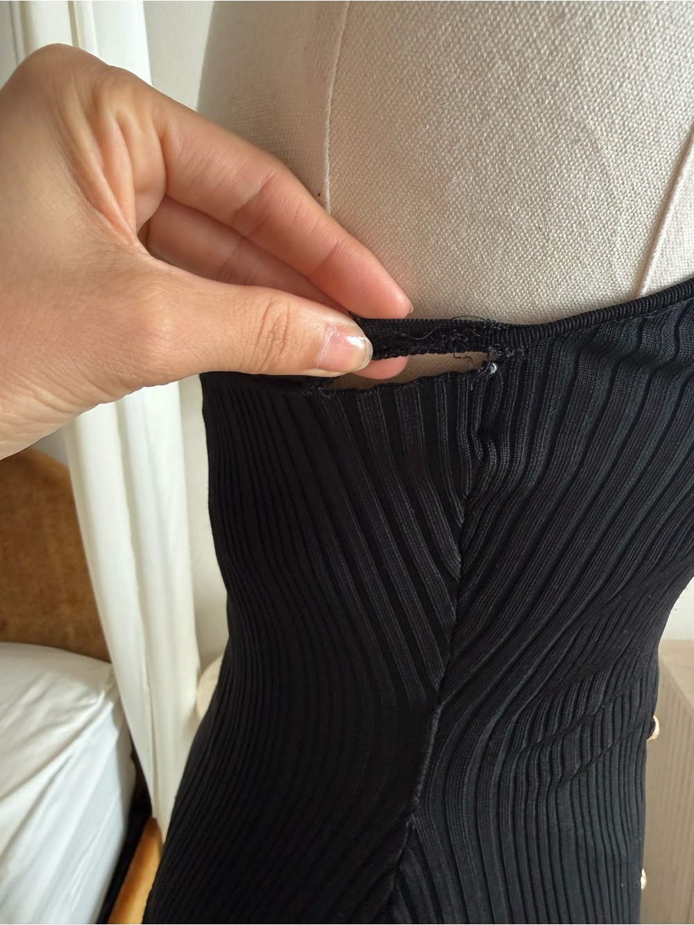 Self-Portrait Black Bandeau Knit Strapless Maxi Dress Gold Buttons Size S - Picture 14 of 16